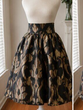 JIBRI Donna Karan Deadstock Silk Ikat Midi Skirt Plus Size 22 24